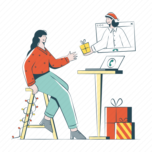 Congratulated, christmas, office, gift, xmas, winter, business illustration - Download on Iconfinder