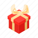box, cartoon, christmas, gift, holiday, red, ribbon