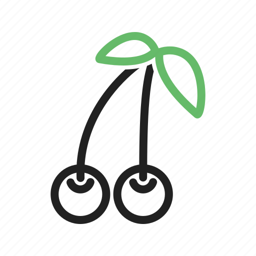Berry, cherry, fruit, leaves, stem icon - Download on Iconfinder
