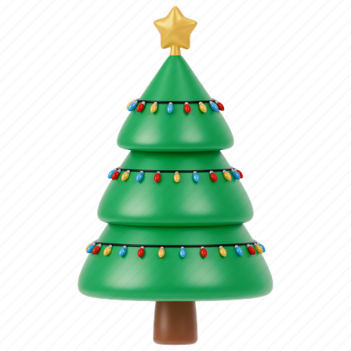 Christmas, tree, lights, celebration, decoration, holiday, xmas 3D illustration - Download on Iconfinder