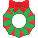 wreath chrismtas, bow, christmas, decoration, holiday, wreath icon