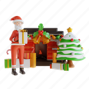 illustration, christmas, decoration, gift, box, santa, claus, winter, delivery 