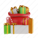 illustration, santa, claus, gift, bag, present, briefcase, xmas, christmas 