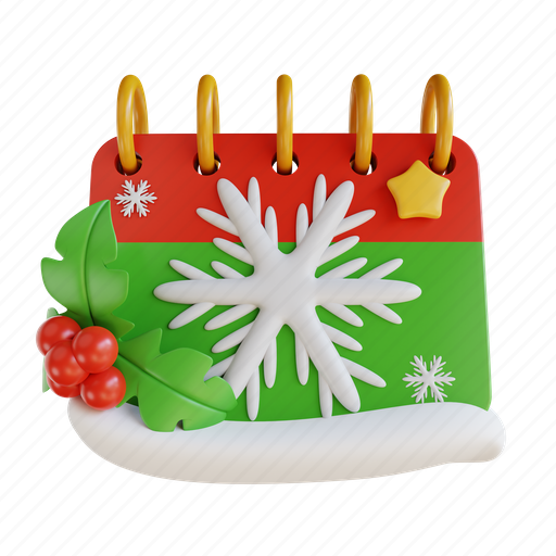 Illustration, christmas, calendar, winter, snow, holiday, date 3D illustration - Download on Iconfinder