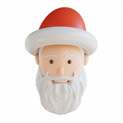 Illustration, cute, santa, claus, head, avatar, christmas 3D illustration - Download on Iconfinder