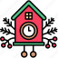 xmas, christmas, holiday, festive, winter, clock, house shaped clock 