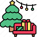 xmas, christmas, holiday, festive, winter, gift box, pine