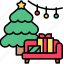 xmas, christmas, holiday, festive, winter, gift box, pine 