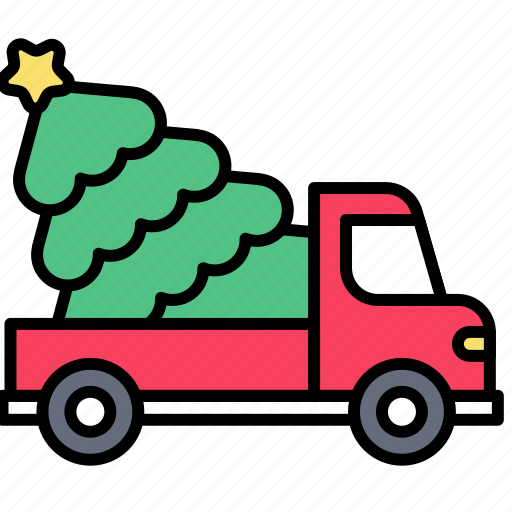 Xmas, christmas, holiday, festive, winter, pickup truck, pine icon - Download on Iconfinder