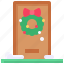 xmas, christmas, holiday, festive, winter, door, wreath 