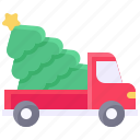 xmas, christmas, holiday, festive, winter, pickup truck, pine