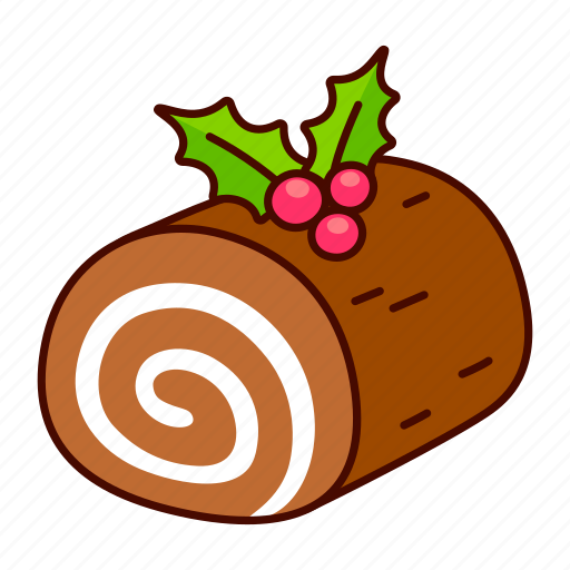 Cake, yule log, christmas, food, dessert, cartoon, swiss roll icon - Download on Iconfinder