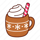 christmas, drink, dessert, cartoon, latte, hot chocolate, cup, coffee, whipped cream