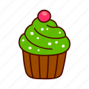 cupcake, christmas, food, dessert, cartoon, frosting, christmas tree
