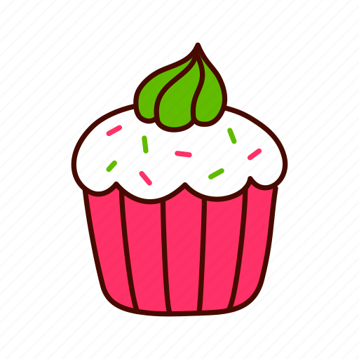 Cupcake, christmas, food, dessert, cartoon, frosting, sprinkles icon - Download on Iconfinder