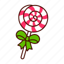lollipop, christmas, dessert, cartoon, swirl, bow, ribbon, candy, spiral