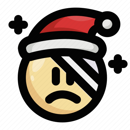 Christmas, emoji, emoticon, hurt, injury, santa claus, wounded icon - Download on Iconfinder