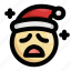 christmas, emoji, emoticon, sad, santa claus, shocked, upset 
