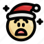 christmas, emoji, emoticon, sad, santa claus, shocked, upset 