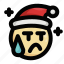 annoyed, christmas, emoji, emoticon, santa claus, tired, upset 