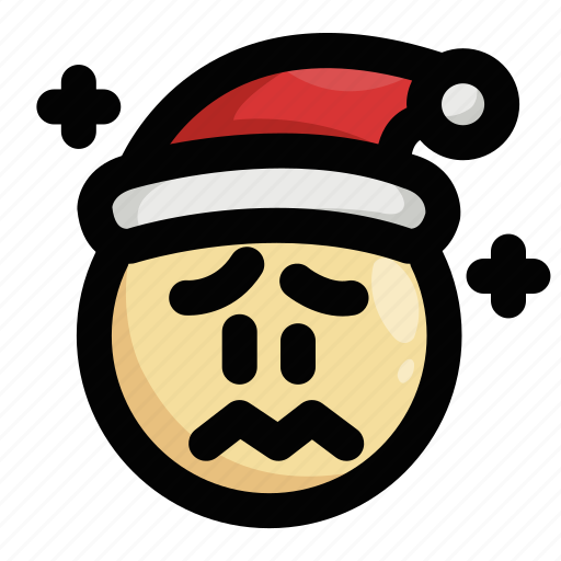 Anxious, christmas, emoji, emoticon, sad, santa claus, worried icon - Download on Iconfinder