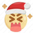awkward, christmas, embarrassed, emoji, emoticon, santa claus, upset