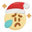 christmas, cry, emoji, emoticon, sad, santa claus, tears 