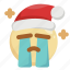 christmas, cry, emoji, emoticon, sad, santa claus, tears 