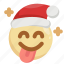 christmas, emoji, emoticon, hungry, santa claus, starved, tongue 