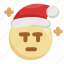 annoyed, bored, christmas, emoji, emoticon, santa claus, tired 