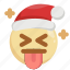 christmas, emoji, emoticon, joke, kidding, santa claus, tongue 
