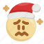 anxious, christmas, emoji, emoticon, sad, santa claus, worried 