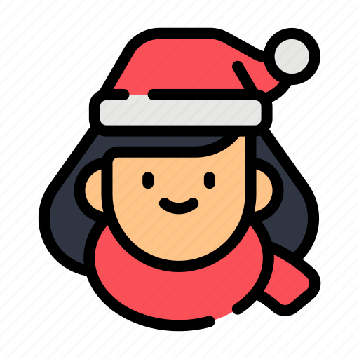 Girl, christmas, xmas, santa, hat, scarf, celebration icon - Download on Iconfinder