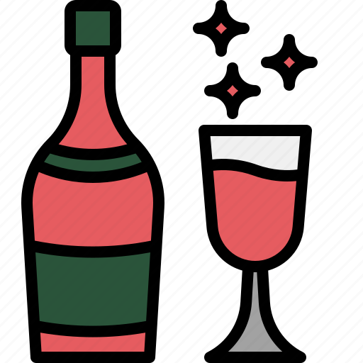 Christmas, champagne, drink, celebration, alcohol, party icon - Download on Iconfinder