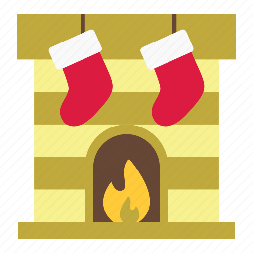 Christmas, decoration, fireplace, holiday, merry, stocking, xmas icon - Download on Iconfinder