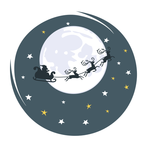 Reindeer, sleigh, midnight, moon, christmas, xmas, santa claus illustration - Free download