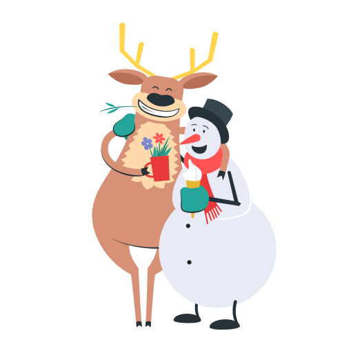 Snowman, deer, friends, friendship, reindeer, christmas, xmas illustration - Free download
