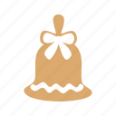 gingerbread, bell, christmas, bow, cookie