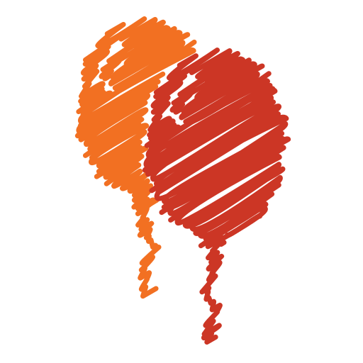 Balloon, baloon, birthday, orange, party, red, scribble icon - Free download