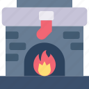 fire, fireplace, flame, livingroom, stocking