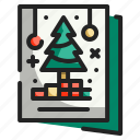 card, christmas, greeting, letter, postcard, tree