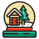 christmas, decoration, globe, ornament, snow, tree