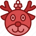 bauble, christmas, ornament, ball, decoration, reindeer, head