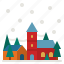 snow, house, home, building, town 