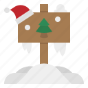 post, sign, snow, santa, christmas