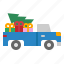 truck, christmas, xmas, pine, car 