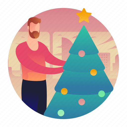 Christmas, decorating, decoration, man, tree icon - Download on Iconfinder