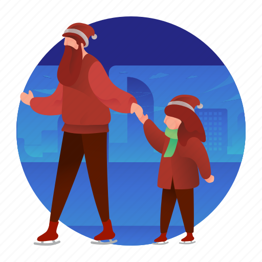 Daughter, father, ice, man, skating icon - Download on Iconfinder