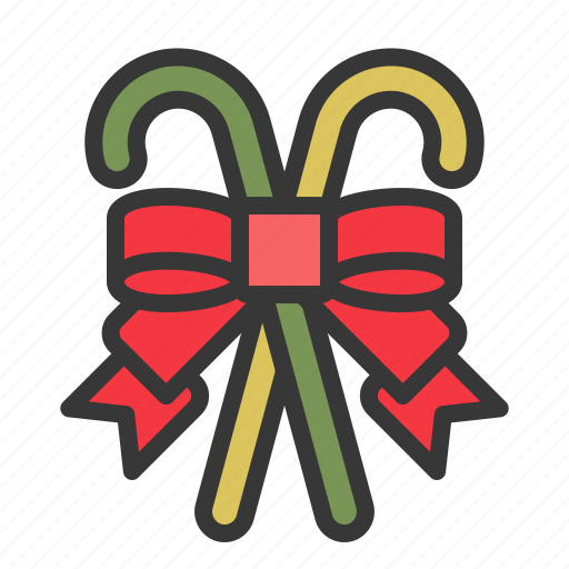 Candy cane, christmas, ornament, ribbon, xmas icon - Download on Iconfinder