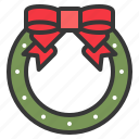 christmas, ornament, ribbon, wreath, xmas